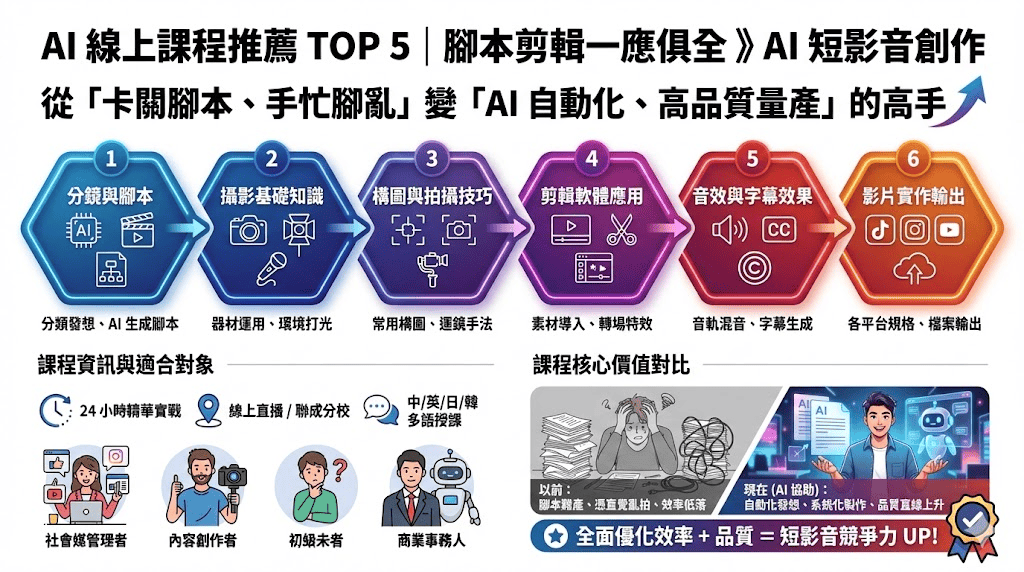 AI 線上課程推薦 - 聯成電腦 AI 短影音創作