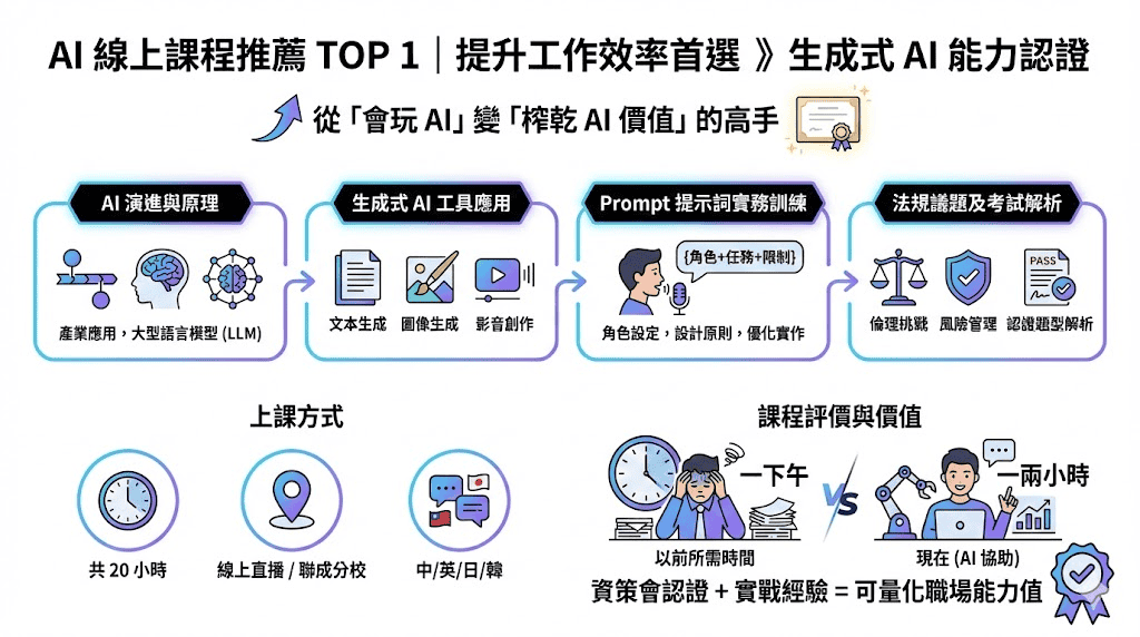 AI 線上課程推薦 - 聯成電腦生成式 AI 能力認證